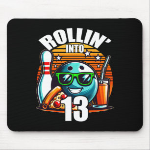 Rollin Into 13 Bowling Birthday Party 13th Birthda Mouse Mat