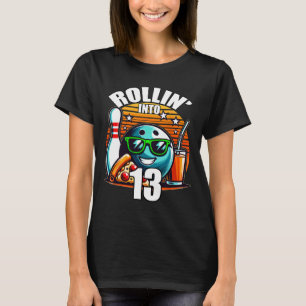 Rollin Into 13 Bowling Birthday Party 13th Birthda T-Shirt