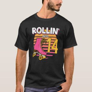 Rollin' Into 14 Roller Girl 14th Birthday Party Sk T-Shirt
