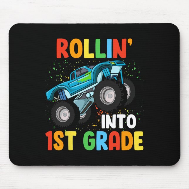 Rollin' Into 1st Grade Monster Truck 100th Day Of  Mouse Mat (Front)
