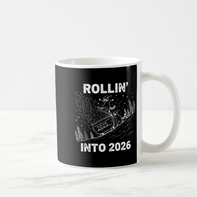 Rollin’ Into 2026 Dumpster Fire New Year Party Fun Coffee Mug (Right)