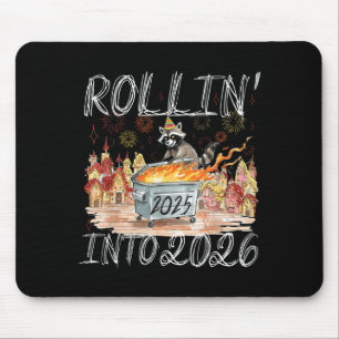 Rollin' Into 2026 Happy New Year Raccoon Men Women Mouse Mat