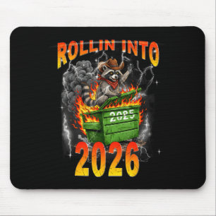 Rollin Into 2026 New Year 2026 Raccoon Cowboy Vint Mouse Mat