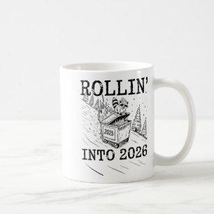 Rollin’ Into 2026 Raccoon Dumpster Fire New Year M Coffee Mug
