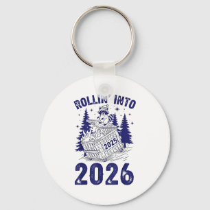 Rollin Into 2026 Raccoon Funny Dumpster Fire 2025  Key Ring