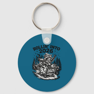Rollin Into 2026 Raccoon Funny Dumpster Fire 2025  Key Ring