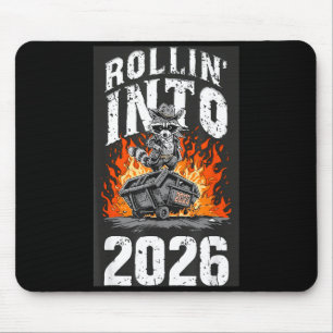Rollin Into 2026 Raccoon Funny Dumpster Fire 2025  Mouse Mat