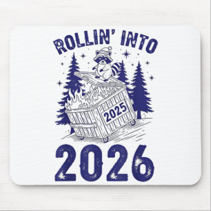 Rollin Into 2026 Raccoon Funny Dumpster Fire 2025  Mouse Mat