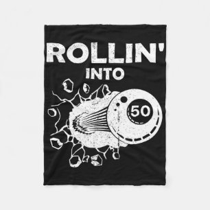 Rollin Into 50 Billiards 50th Birthday Flaming Bil Fleece Blanket
