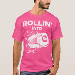 Rollin Into 50 Billiards 50Th Birthday Flaming Bil T-Shirt