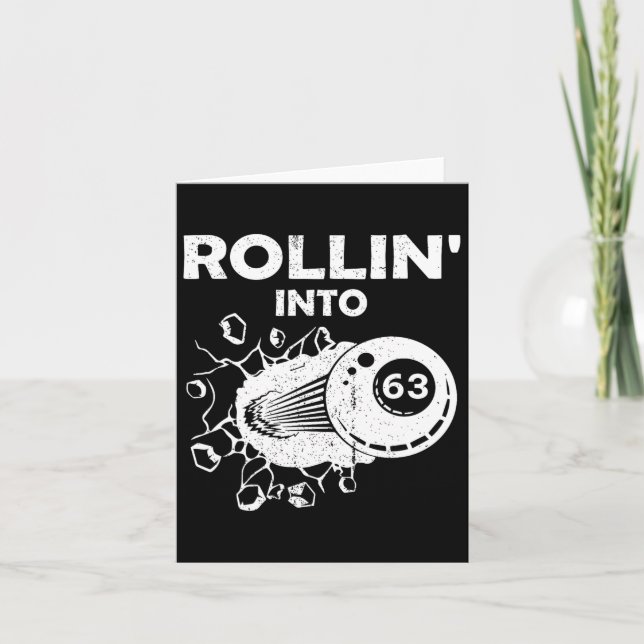 Rollin Into 63 Billiards 63rd Birthday Flaming Bil Card (Front)