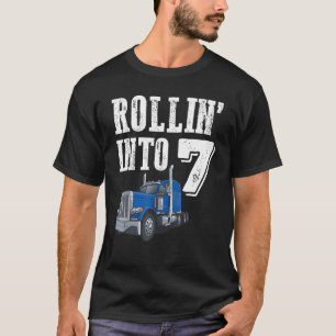 Rollin Into 7 Big Rig Semi Trailer Truck 7th Birth T-Shirt
