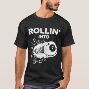 Rollin Into 7 Billiards 7th Birthday Flaming Billi T-Shirt
