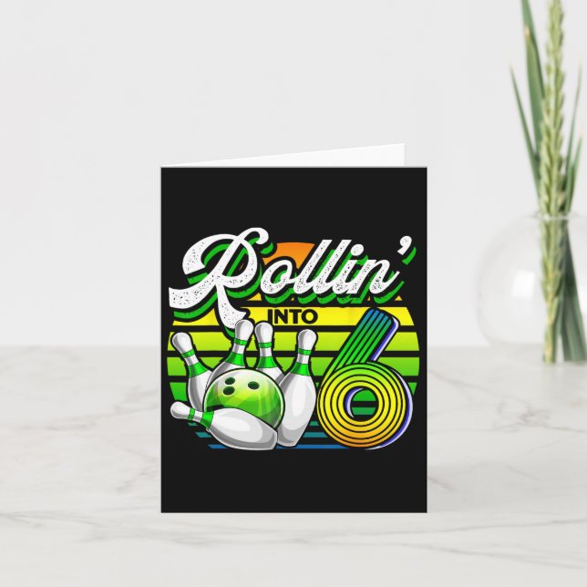 Rollin' Into 7 Bowling Birthday 7th Bowler Bday Pa Card (Front)