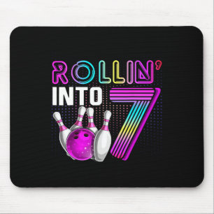 Rollin Into 7 Bowling Birthday Party 7th Birthday Mouse Mat