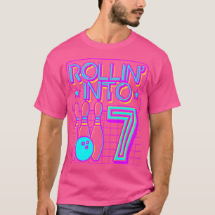 Rollin Into 7 Bowling Bowler 7Th Birthday Party Fo T-Shirt
