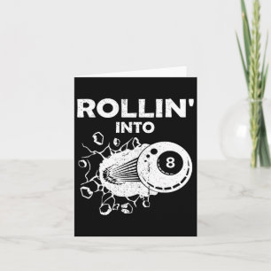 Rollin Into 8 Billiards 8th Birthday Flaming Billi Card