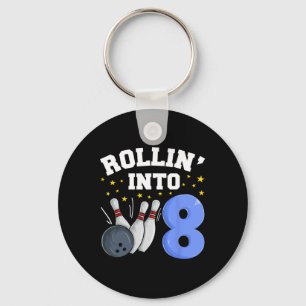 Rollin’ Into 8 Birthday Boy Bowling 8th Birthday P Key Ring