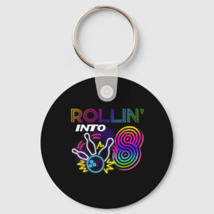 Rollin Into 8 Year Old Birthday Bowling Party 8th Key Ring