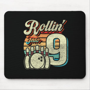 Rollin Into 9 Bowling Birthday Party 9th Birthday  Mouse Mat