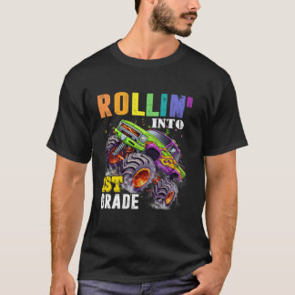 Rollin Into Crush 1st Grade Monster Truck Back To  T-Shirt