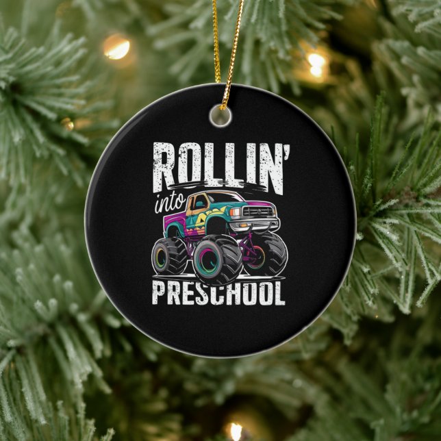 Rollin' Into Preschool Monster Truck Back to Schoo Ceramic Tree Decoration (Tree)