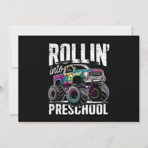Rollin' Into Preschool Monster Truck Back to Schoo Invitation