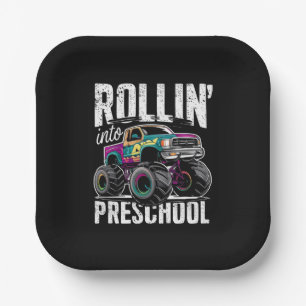 Rollin' Into Preschool Monster Truck Back to Schoo Paper Plate