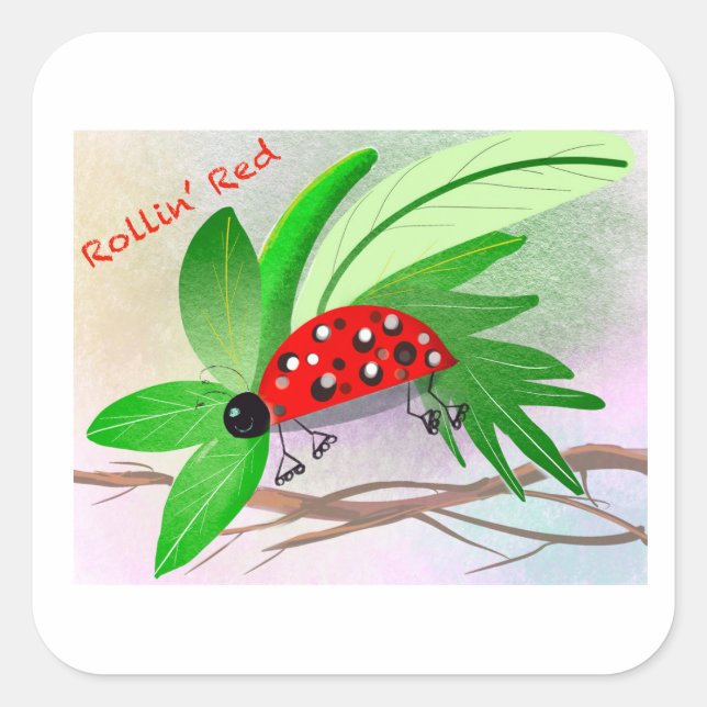 Rollin ladybug square sticker (Front)