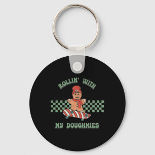 Rollin With My Doughmies Retro Gingerbread Man Ska Key Ring