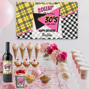 Rollin with my homies yellow plaid 90s birthday banner