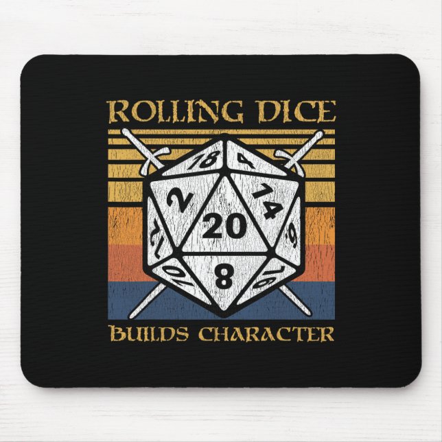 Rolling Dice Builds Character Funny Rpg Tabletop G Mouse Mat (Front)