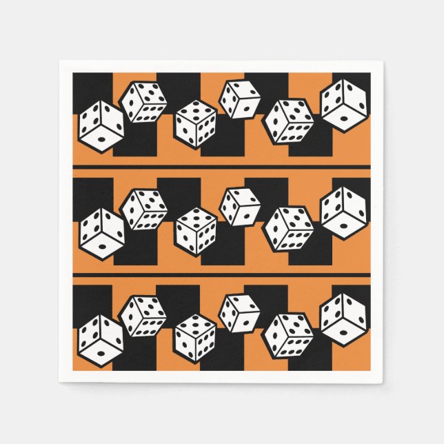 rolling dice for board game theme, bunco, vegas napkin (Front)