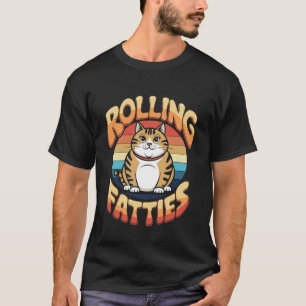 Rolling Fat Cat Funny Retro Humour Design T-Shirt