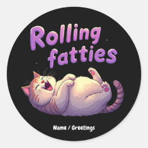 Rolling Fatties Cat Meme Funny & Cute Chonk Cats Classic Round Sticker