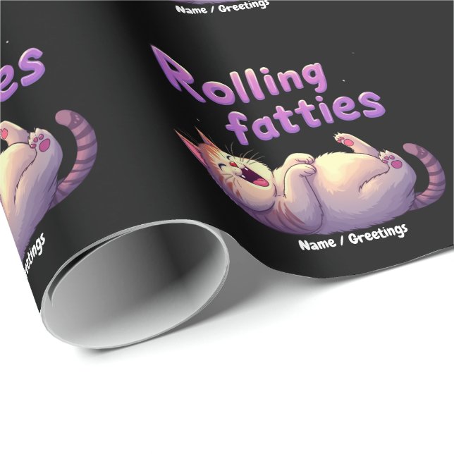 Rolling Fatties Cat Meme Funny & Cute Chonk Cats Wrapping Paper (Roll Corner)