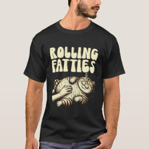 Rolling Fatties Funny Cat Lover Kitty Kitten Retro T-Shirt