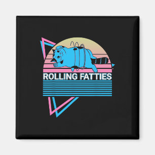 Rolling Fatties Funny Cat Retro Magnet