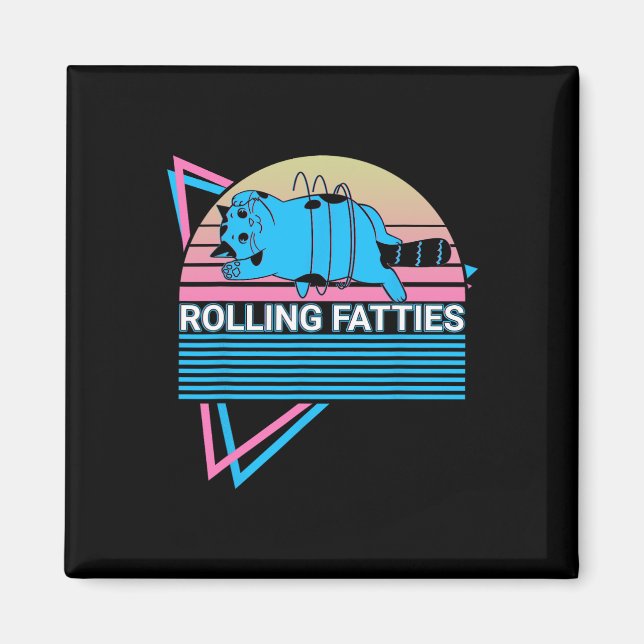 Rolling Fatties Funny Cat Retro  Magnet (Front)