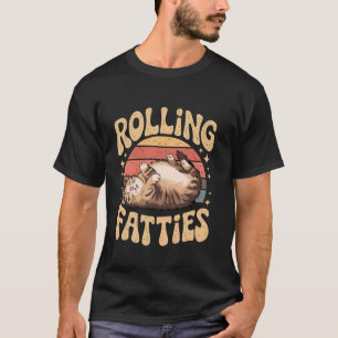 Rolling Fatties Funny Cat Retro Vintage T-Shirt