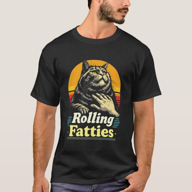 Rolling Fatties Retro Cat T-Shirt (Front)