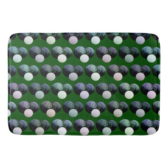 Rolling Harmony: Green Lawn Bowls with Jack Patten Bath Mat (Front)