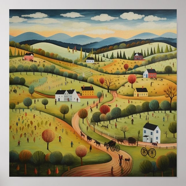 Rolling Hills American Folk Art Poster (Front)