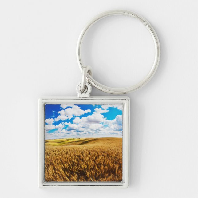 Rolling hills of ripe wheat key ring (Front)