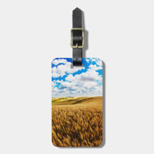 Rolling hills of ripe wheat luggage tag
