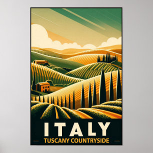 Rolling Hills of Tuscany – Vintage Travel Poster