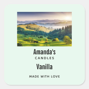 Rolling Hills Scenic Nature Photo Candle Business Square Sticker