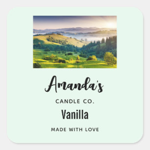 Rolling Hills Scenic Nature Photo Candle Square Sticker