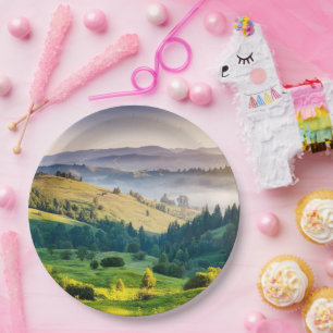 Rolling Hills Scenic Nature Photo Paper Plate