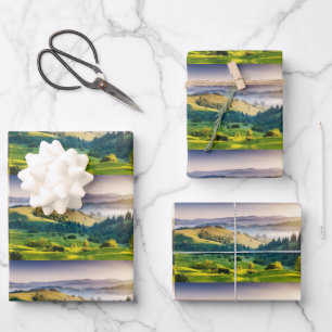 Rolling Hills Scenic Nature Photo Pattern Wrapping Paper Sheet